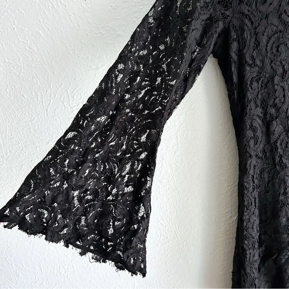 Loveshackfancy Lace Mini Dress Bell Sleeves Black Sz 2 Whimsigoth - Picture 3 of 6